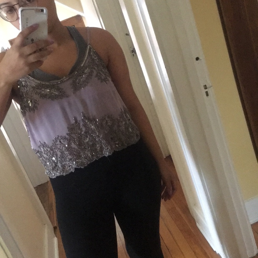 Beaded Purple Tank Top